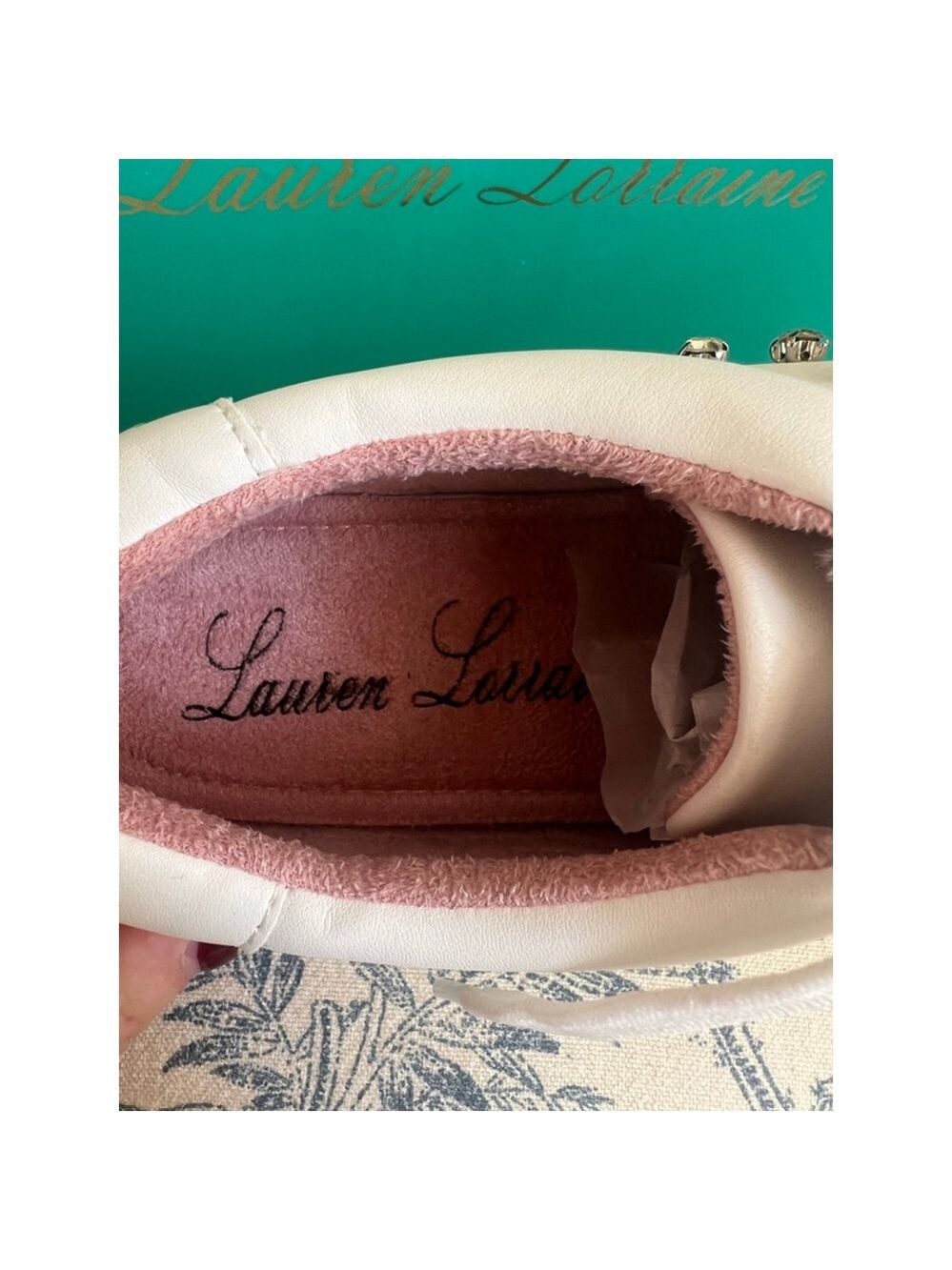 New Lauren Lorraine White Embellished Sneakers Size 10 - Picture 2 of 4